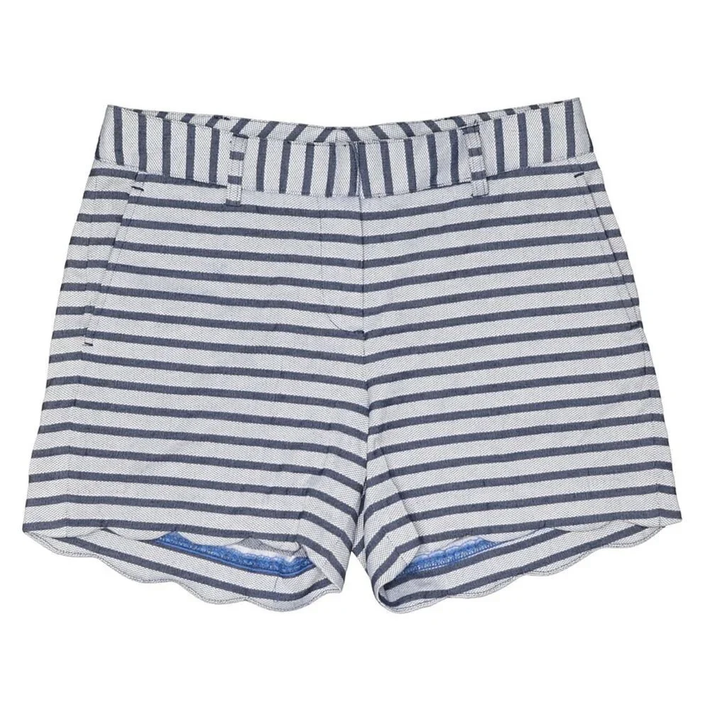 J. McLaughlin Striped Scallop Hem Shorts